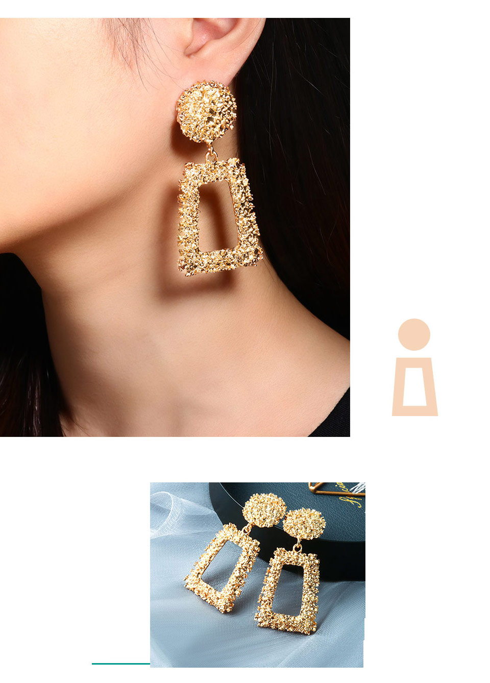 X&P 2019 Hot Women Earrings Gold Drop Earrings For Women Statement Big Geometric Hanging Dangle Earring Brincos Vintage Jewelry