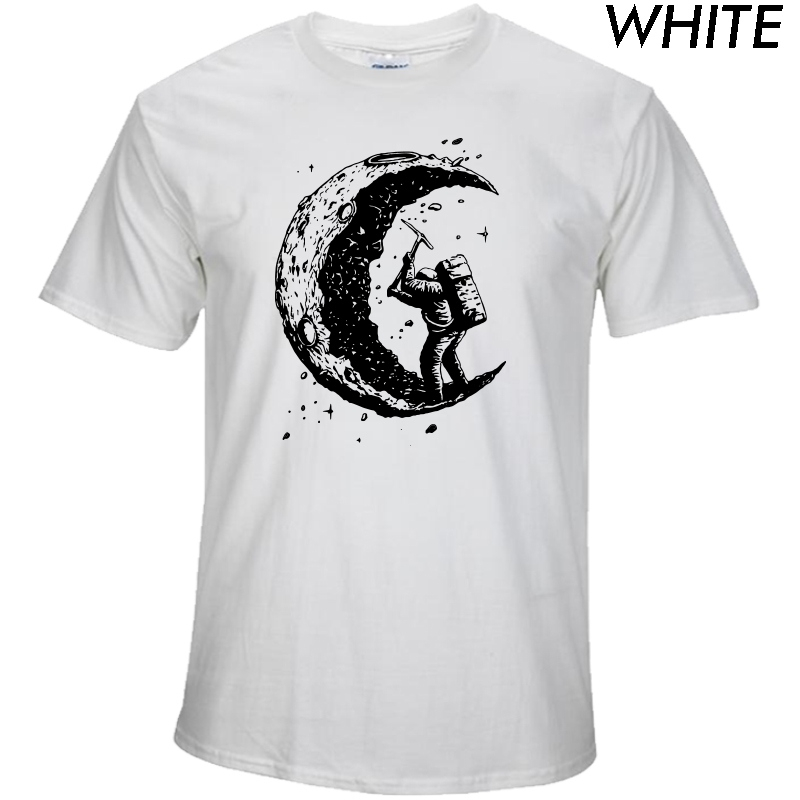 100% cotton digging the moon print casual mens o-neck t shirts fashion men's tops men T-shirt short sleeve men tshirt 2017